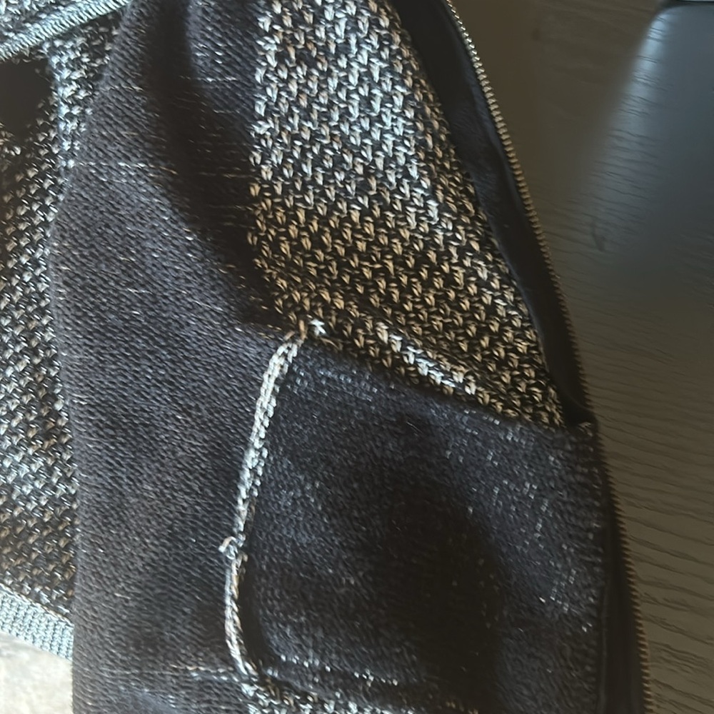 Anthropologie Sparrow Gray Zip Front Hooded Sweater Knit Back Zip Size Medium - Picture 12 of 12